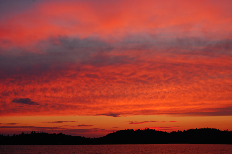 An orange and red sky sunset